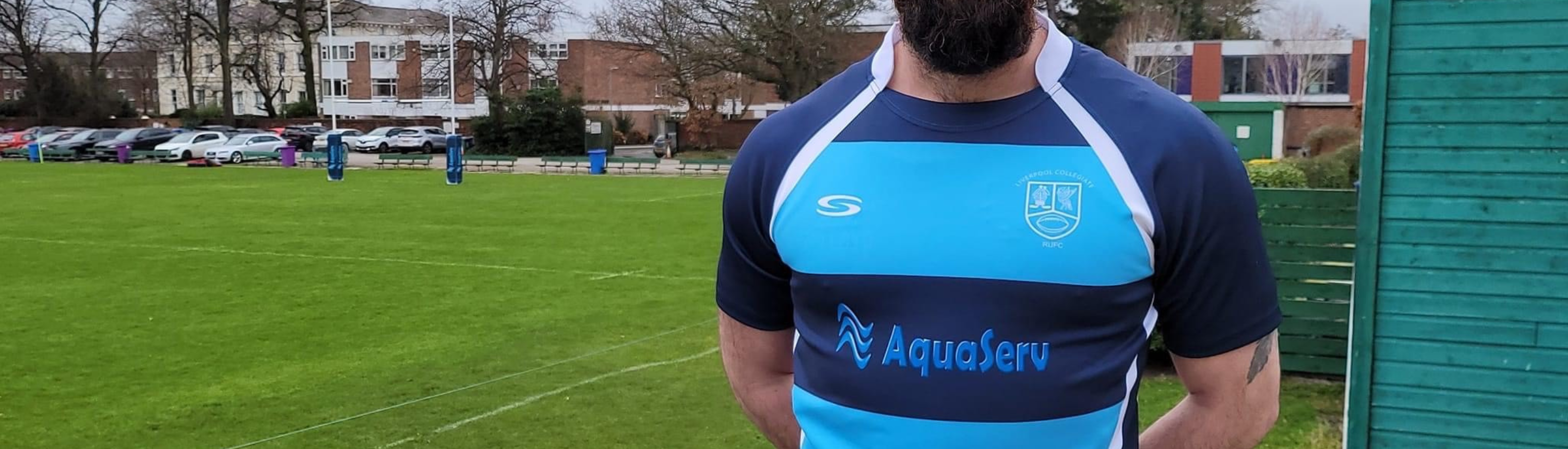 Campaign Slider for Rugby what are team stores Male in blue Liverpool Collegiate Rugby Club shirt